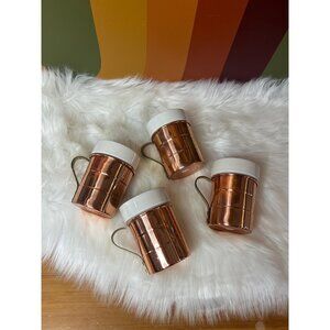Vintage copper ceramic tea coffee mug glasses - set of 4
